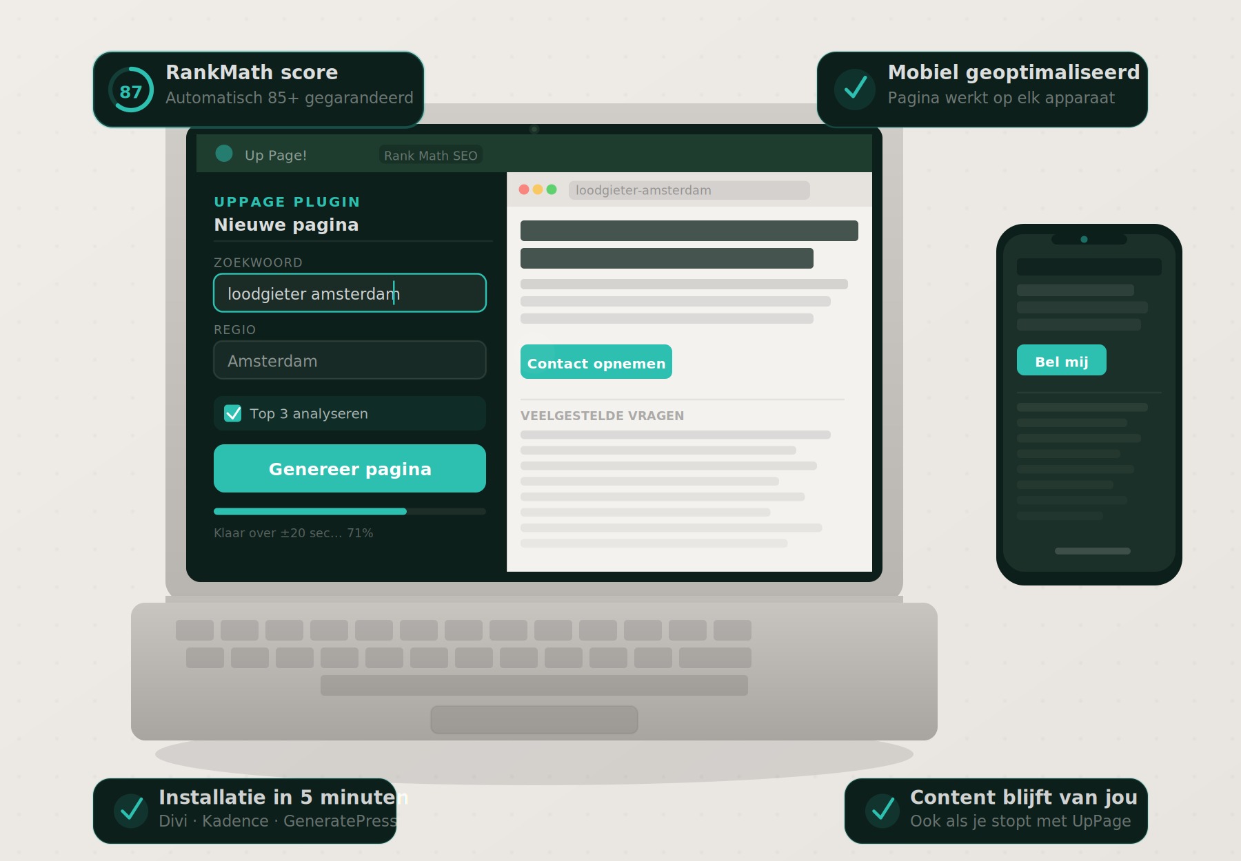 UpPage pakket kiezen op iPhone